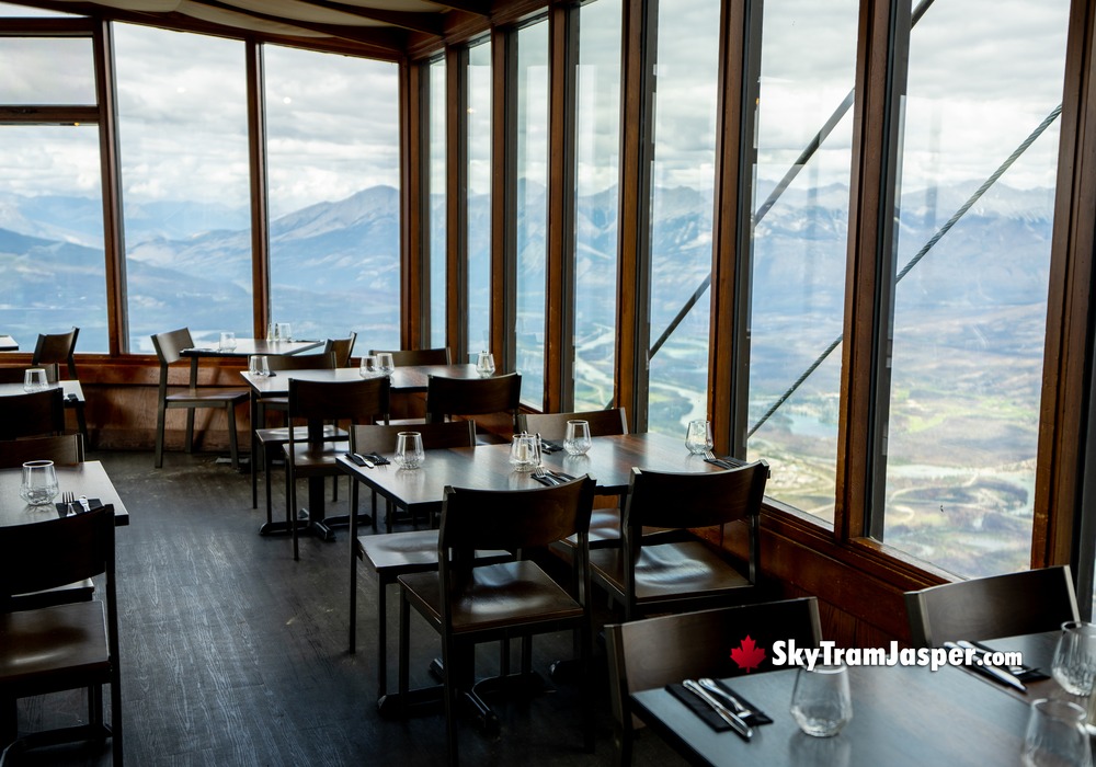 SkyTram Dining View Cable Lines Mountains