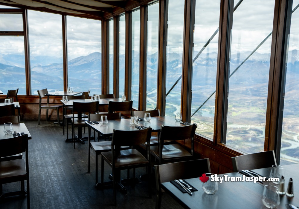 SkyTram Table Set Up Cable Lines Mountain Views